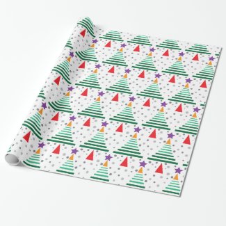 Modern Christmas Trees Pattern Wrapping Paper