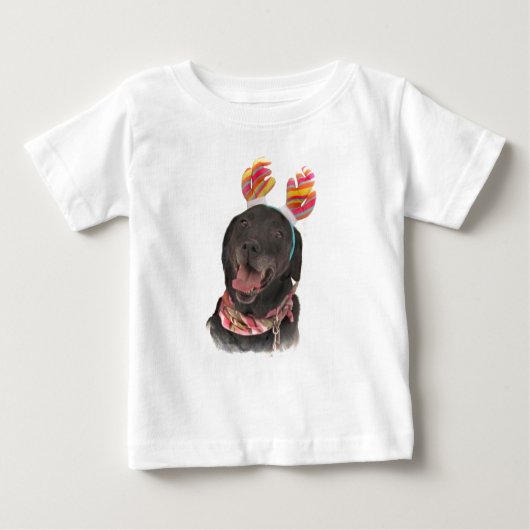 Happy Black Labrador Retriever Dog Baby T-Shirt (Front)