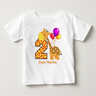 Giraffe 2nd Birthday Hearts Baby T-Shirt