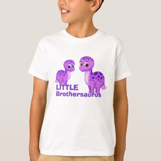 Cute Funny Little Brother Baby Dinosaurs Purple T-Shirt