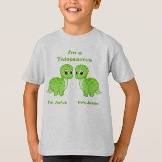 Cute Green Baby Dinosaur Twins Personalized T-Shirt