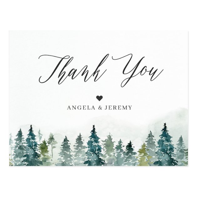 Winter Pine Trees Forest Thank You Postcard