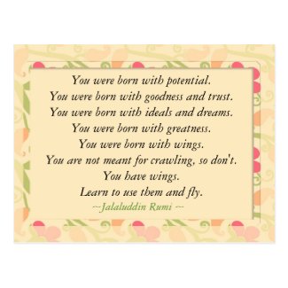 Rumi Quote Inspirational Motivational Postcard