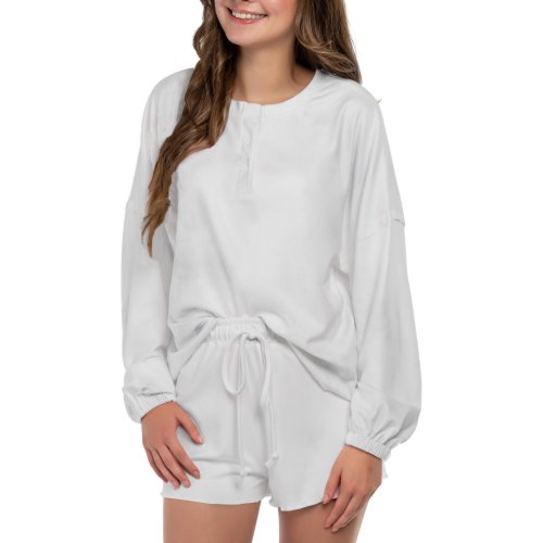 Monogrammed Long Sleeve White Pajama Set