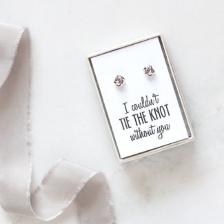 White Gold Plated Knot Bridesmaid Earrings