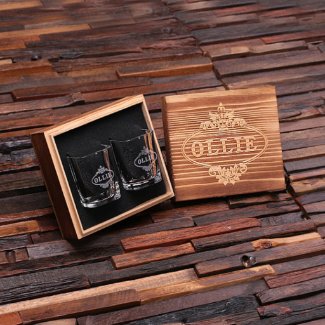 Personalized Engraved Shot Glasses w/ Box Set of 2