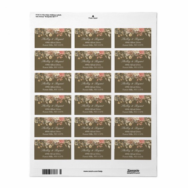 Rustic Country Brown Beige Fall Leaves Floral Label