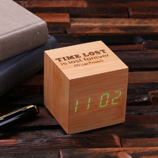 Personalized Wood LED Digital Clock – Cube