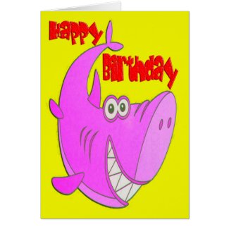 Pink Shark Birthday Card