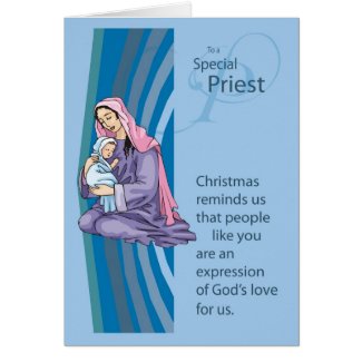 Priest Christams Card with Mary and Infant Jesus