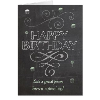 Trendy Chalk Board Effect Birthday Greeting Card
