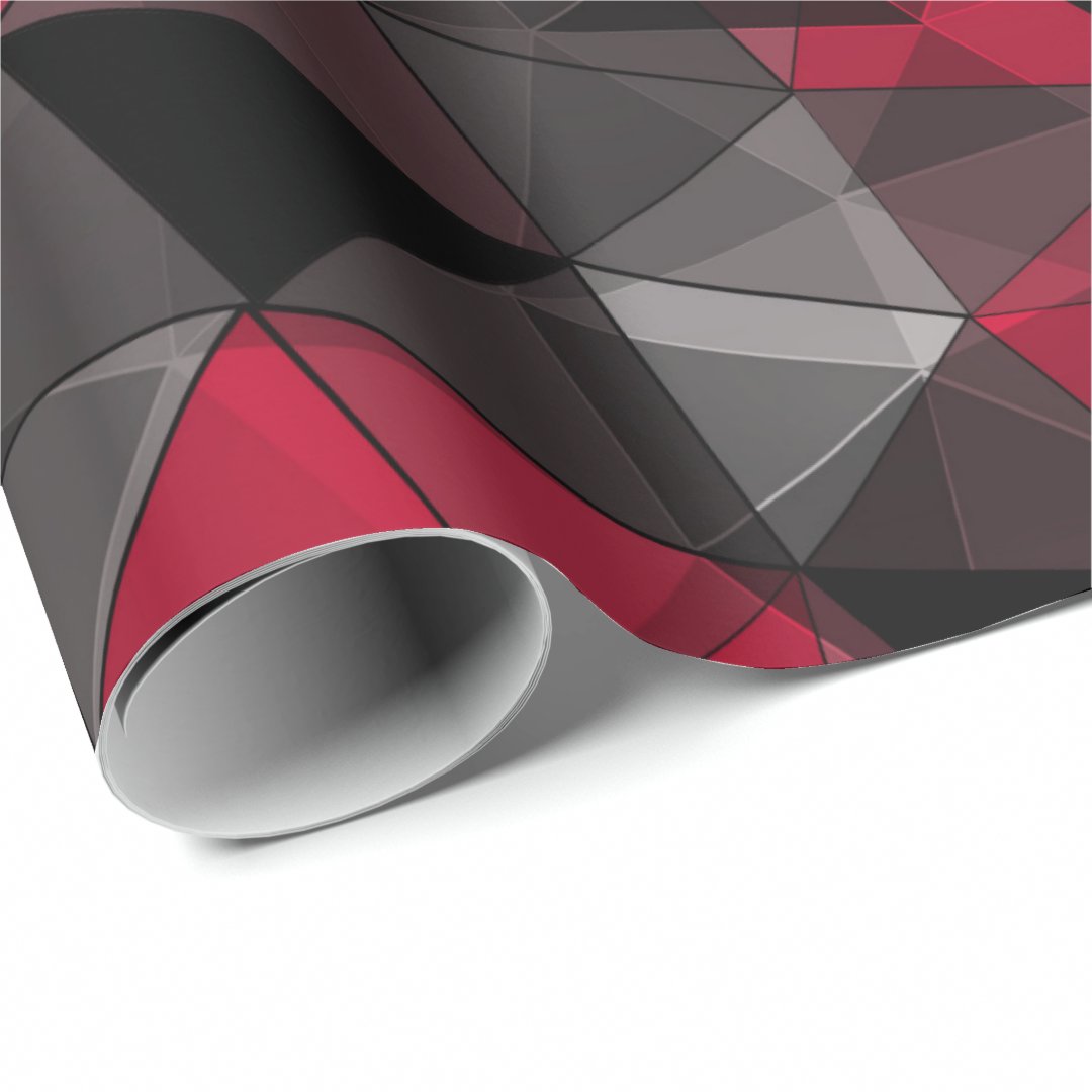 Abstract Black, red, gray geometric. Wrapping Paper (Roll Corner)