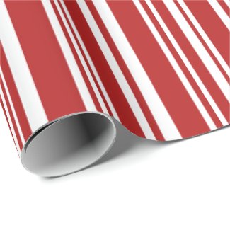 Modern Mixed Red and White Stripes Wrapping Paper