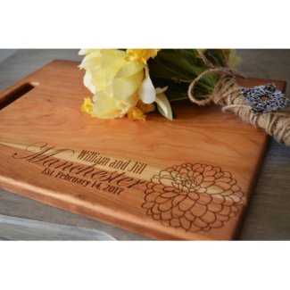 11x15 Maple Engraved Flower Cutting Board 