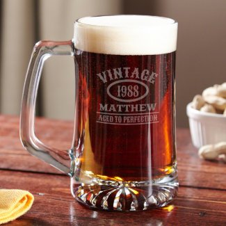 Aged to Perfection Engraved Thick Glass Beer Mug