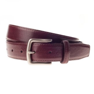 Burnished Silver Buckle with Burgundy Leather Belt