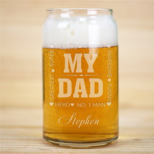 My Dad Etched 16 oz. Can-Shaped Beer Glass