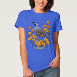 California State Bird Quail & Golden Poppy T-shirt