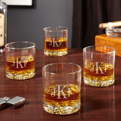 Set Of 4 Monogram Buckman Whiskey Glasses