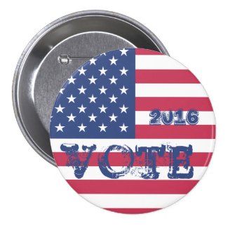 American Flag VOTE 2016 Pinback Button