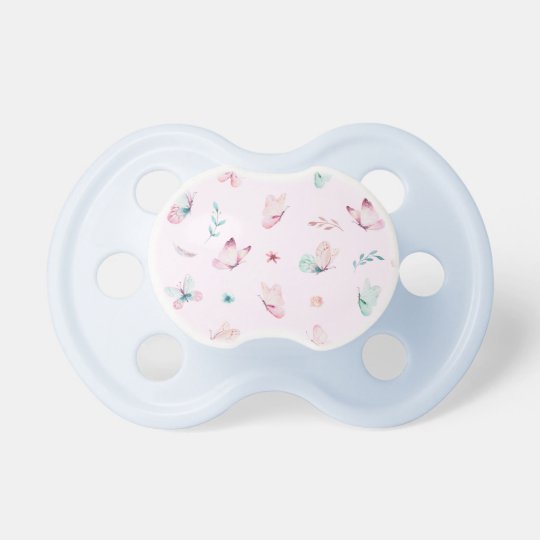 Whimsical Pink Butterfly Floral Baby Pacifier