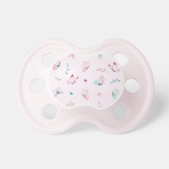 Whimsical Pink Butterfly Floral Baby Pacifier