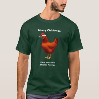 Red Hen in Santa Hat Merry Chickmas T-Shirt