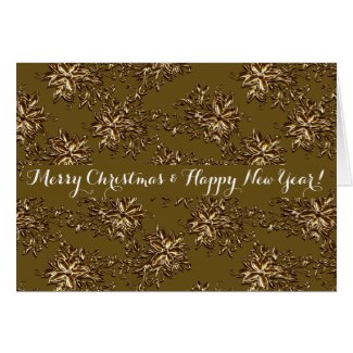 Metallic Flowers-Merry Christmas & Happy New Year Card