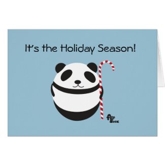 Panda Candy Cane Holiday Card