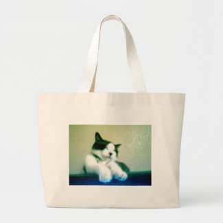 cute laid back kitty large tote bag