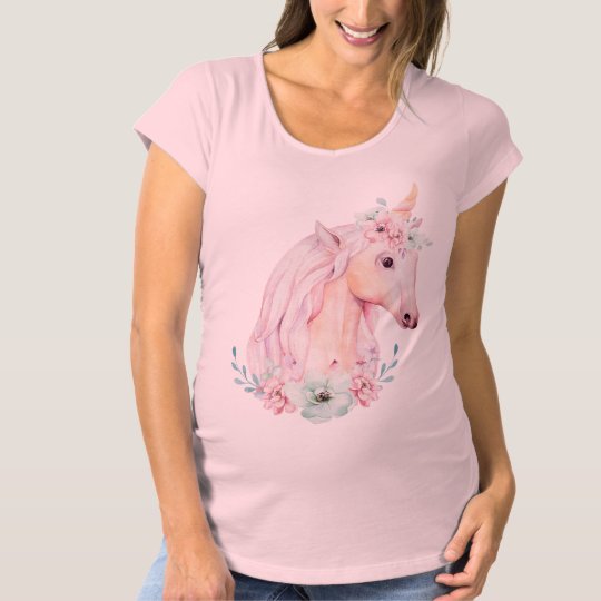 Unicorn In Flowers Design Maternity T-shirt
