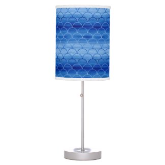 Ethereal Painted Blue Scale Pattern Desk Lamp