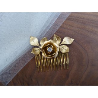 Gold Rose Bridal Hair Comb