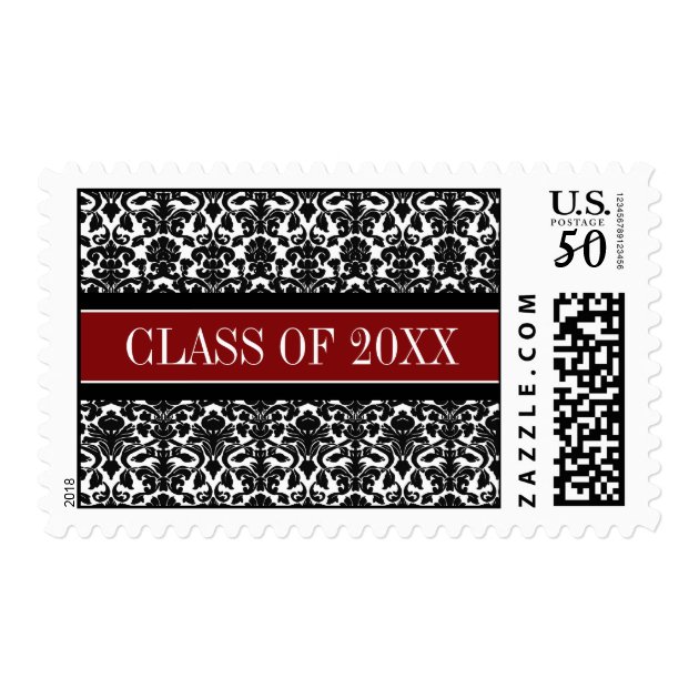 Red Damask Graduation Custom Year Stamps