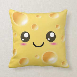 Cute Kawaii Happy Cheese Throw Pillow