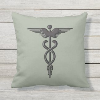 Medical Insignia Caduceus Outdoor Pillow