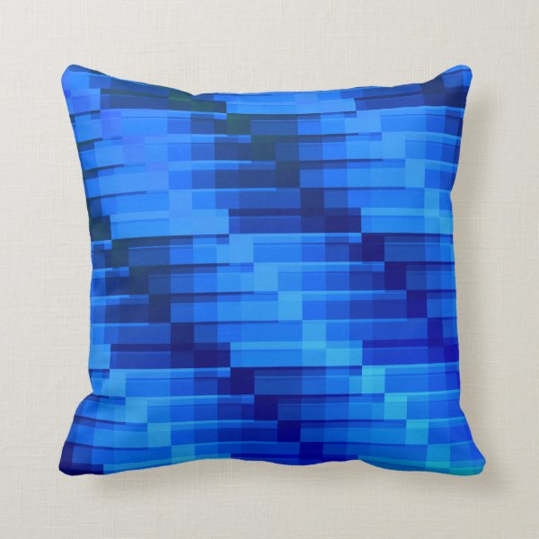 Buildings At Night Modern Abstract Blue Throw Pillow