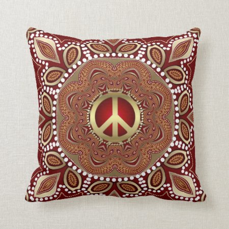 Golden Peace Earth Tribal Batik Cushion / Pillow