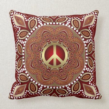 Golden Peace Earth Tribal Batik Cushion / Pillow