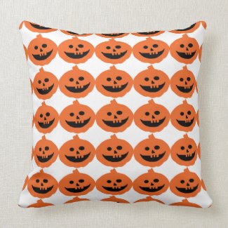 Cute Pumpkin Stripes Pattern Reversible Halloween Throw Pillow
