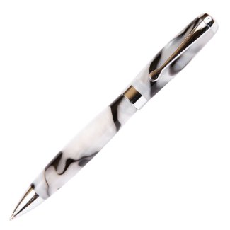 Marbleized White &amp; Black Promotional Ball Point