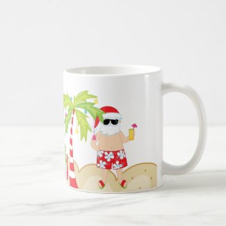 Tropical Santa Beach Christmas Mug