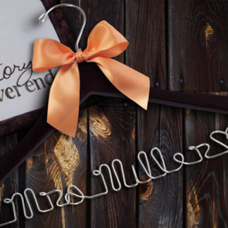Personalized Wedding Hanger w/Copper Ribbon 