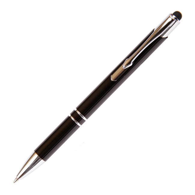Custom Black Aluminum Ball Point Pen w/Stylus