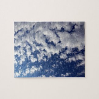 Puffy Clouds On Blue Sky Jigsaw Puzzle