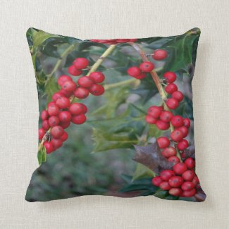 Holly Berry Throw Pillow