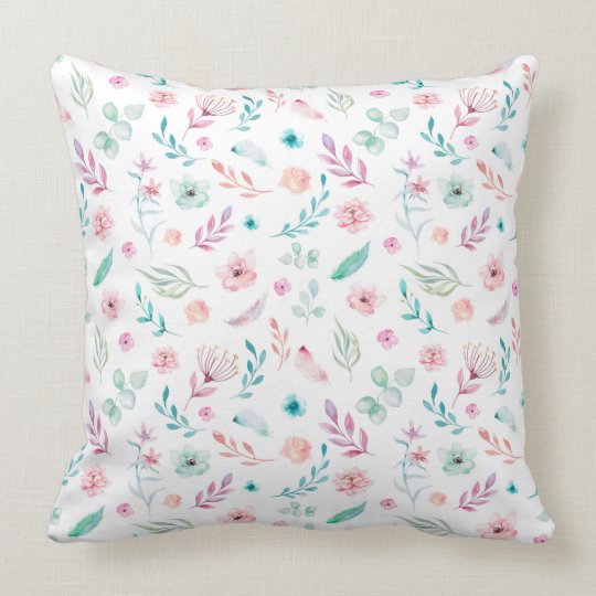 Whimsical Floral Throw Pillow
