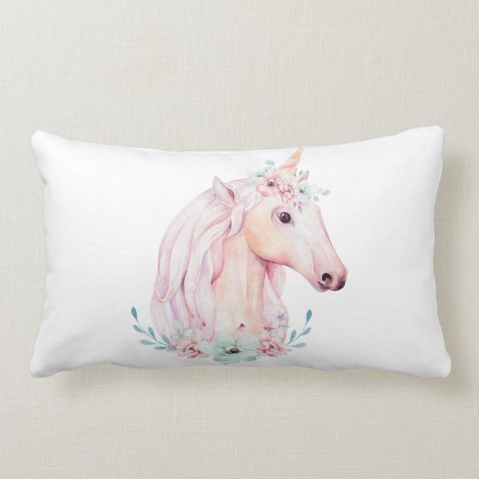 Unicorn in Flowers Design Lumbar Pillow