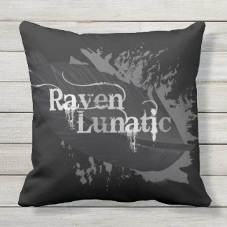 Love Ravens "Raven Lunatic" Bird Fanatic Grunge Outdoor Pillow