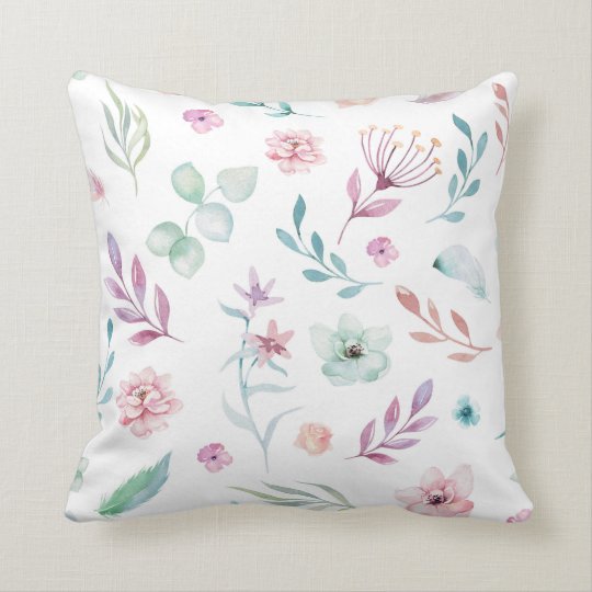 Unicorn In Flowers White and Floral Pillow
